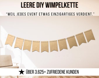 Wimpelkette DIY Braun, Girlande DIY, leere unbedruckte Wimpel - Deko Party Girlande aus braunem Kraftpapier, Konfirmation Deko, Taufe