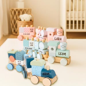 Birthday train, baby train, birth train, personalized wooden train, baby gift birth, birth gift, baby train