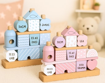 Cadeaux de naissance, cadeaux de baptême, tour à empiler personnalisée, jouets pour bébé