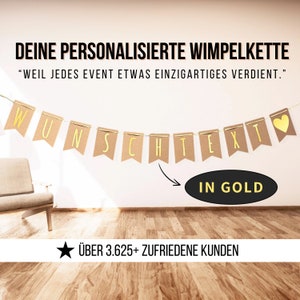 Catena di gagliardetti personalizzata in oro, ghirlanda personalizzata con il testo desiderato - ghirlanda decorativa per feste in carta kraft marrone, cresima 401