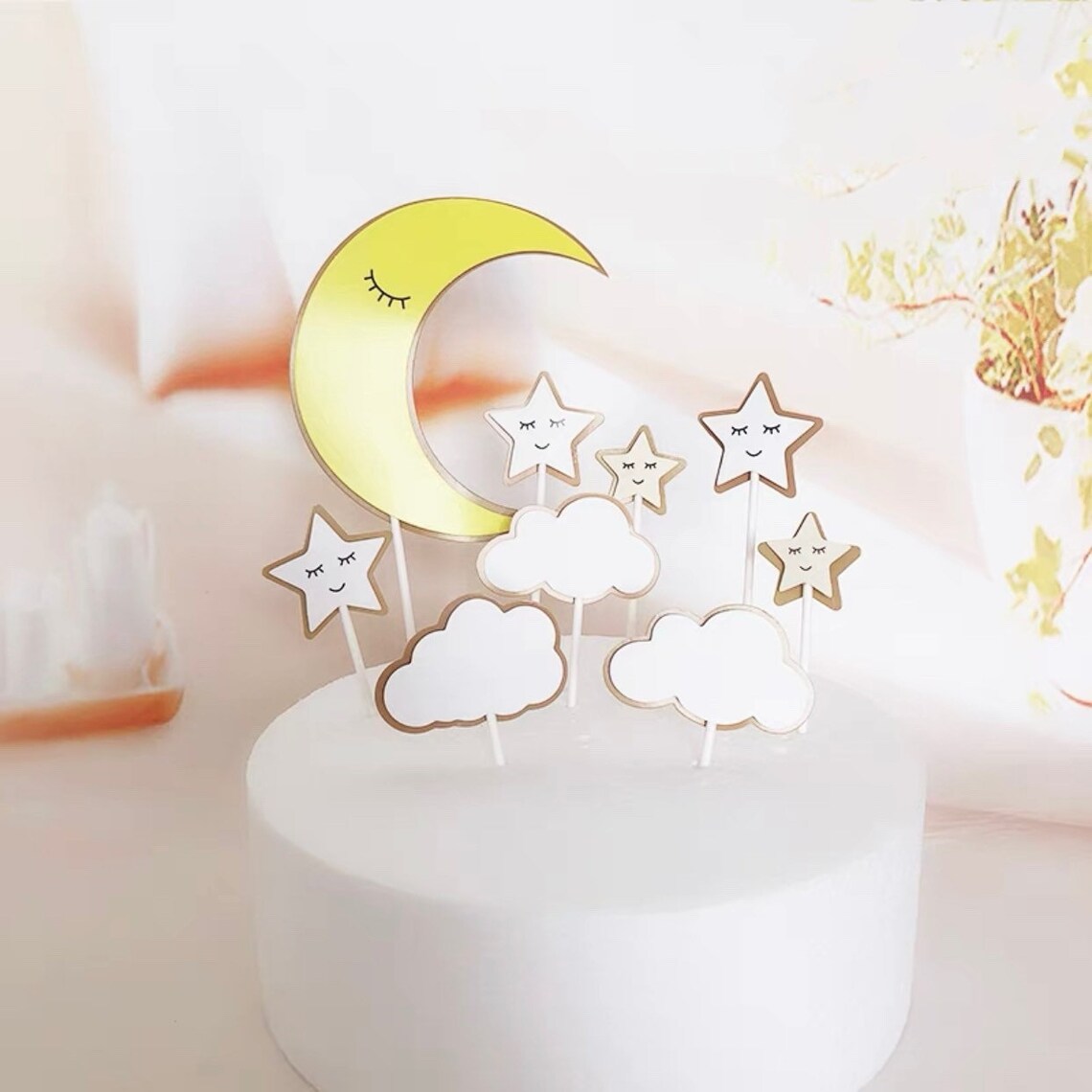 9 Moon stars and Clouds cake topper set Cute cake topper set | Etsy