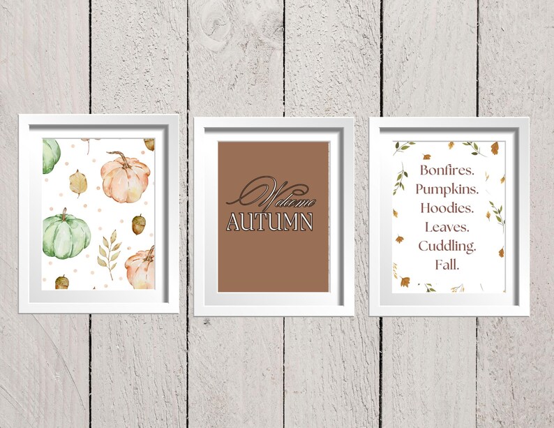 Fall Autumn Gallery Wall Art, Thanksgiving Set of 8, Printable Digital ...