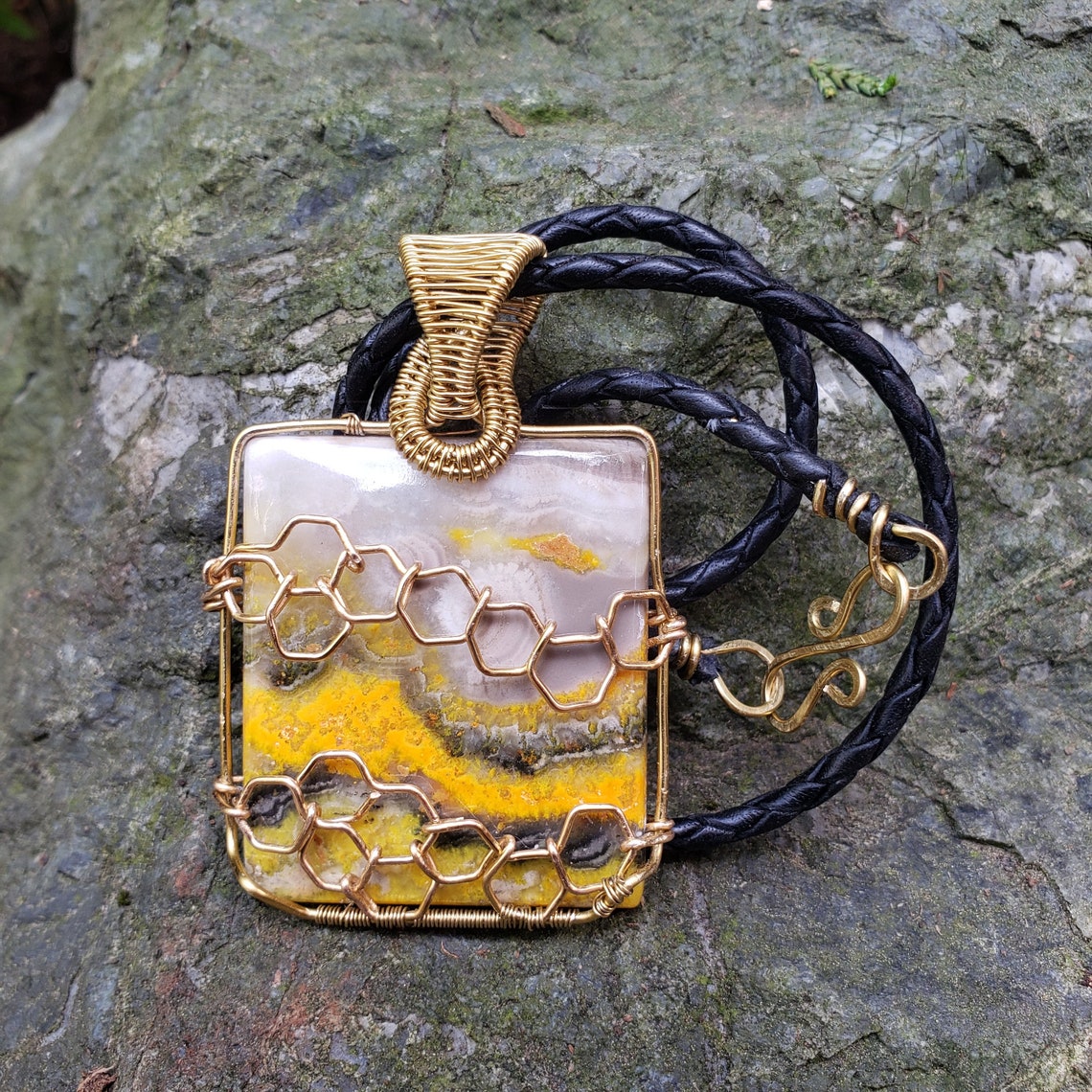 Bumblebee Jasper Pendant Etsy