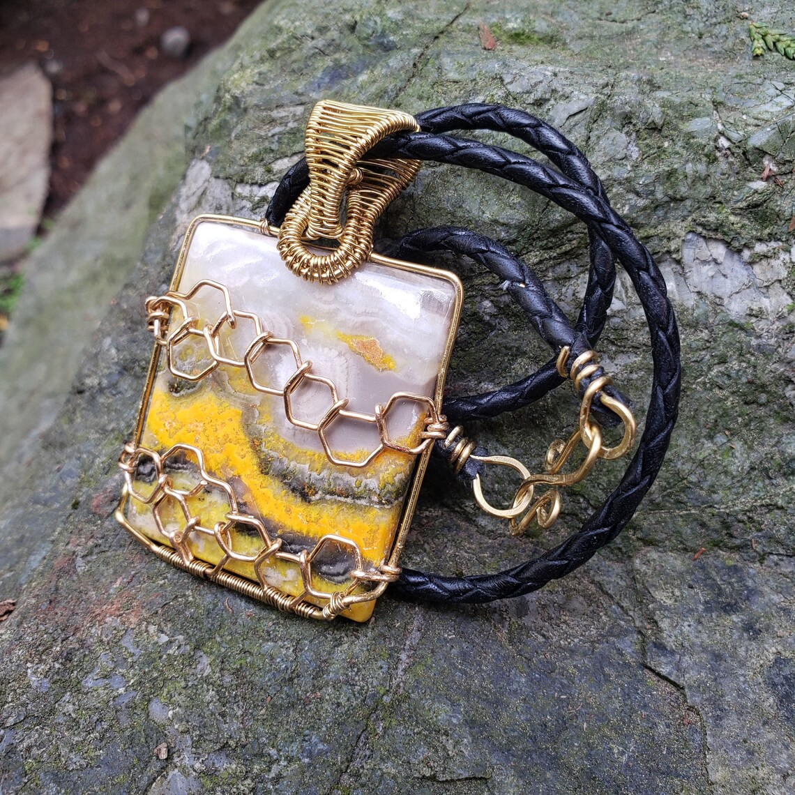 Bumblebee Jasper Pendant Etsy