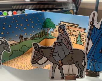 Classroom Use - Nativity - Diorama - Activity book - Christmas - Mary & Joseph - Story telling - PDF File - Print and assemble - All ages