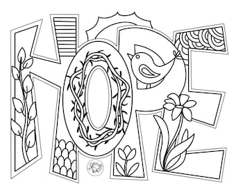 HOPE - Easter Coloring Page