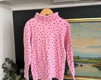 Jersey de cuello alto rosa con estrellas para niña de los 90, talla 6/6X, de Honors