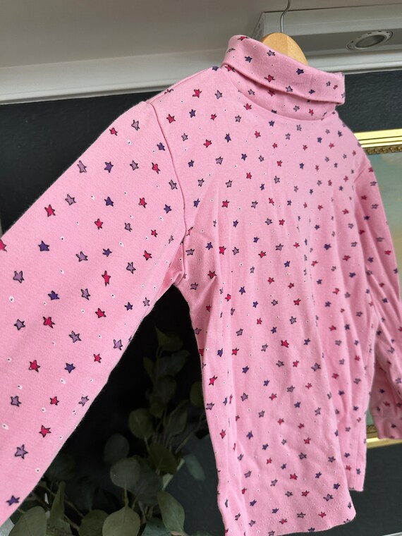 90s Girls Pink Turtleneck with Stars size 6/6X by… - image 3
