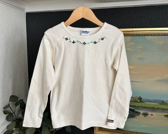 Camisa vintage Oshkosh para niñas grandes, talla 6, camisa de primavera de manga larga con flores moradas