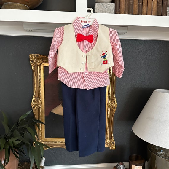 80s Baby Three Piece Set Vest, Collard Shirt and … - image 1
