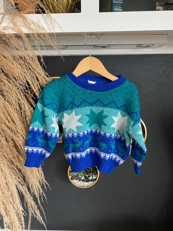 Vintage Boys Winter Sweater, Christmas Sweater, Sn