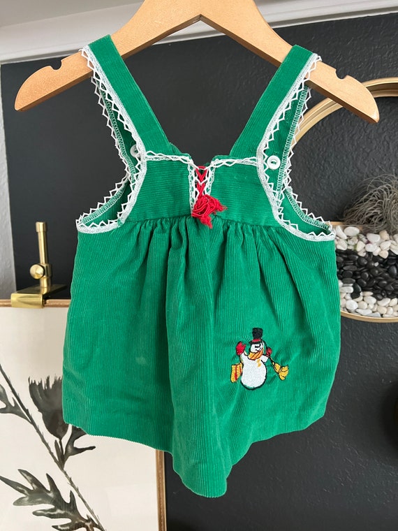 Vintage Baby Girl Christmas Dress with Snowman, C… - image 1