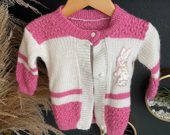 Maglione vintage per bambini 3 mesi, maglione pasquale, maglione coniglietto