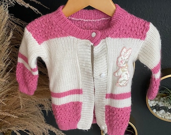 Pull bébé vintage 3 mois, pull de Pâques, pull lapin