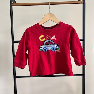 Oshkosh C is for Car Shirt, Vintage 90s Toddler Boys Clothes size 18 Months