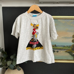 Vintage 90s Rocky and Bullwinkle T-shirt 1996, Kids shirt size 5-6