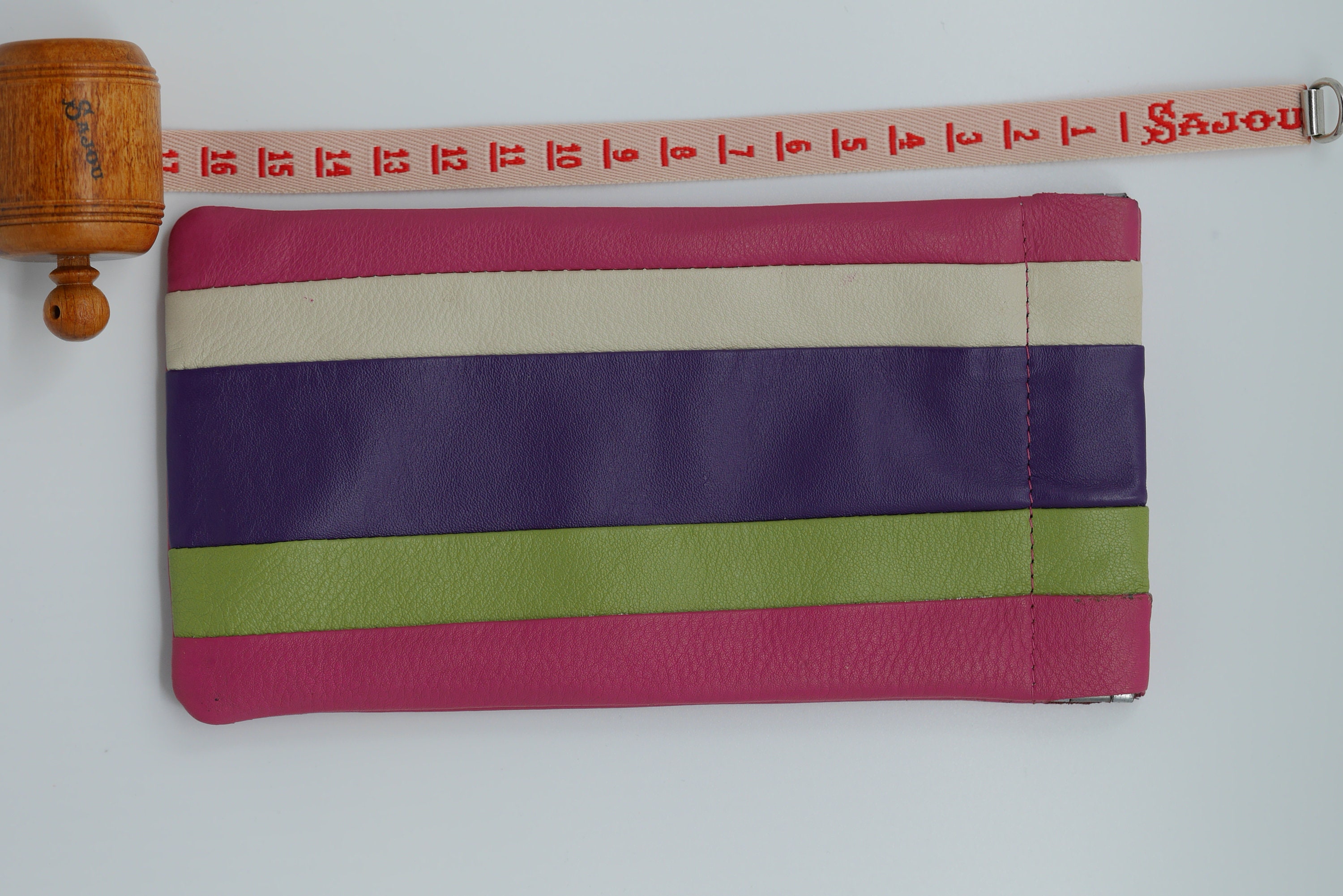 Snaptop Glasses Case in Colourful Striped Leather. Etsy UK