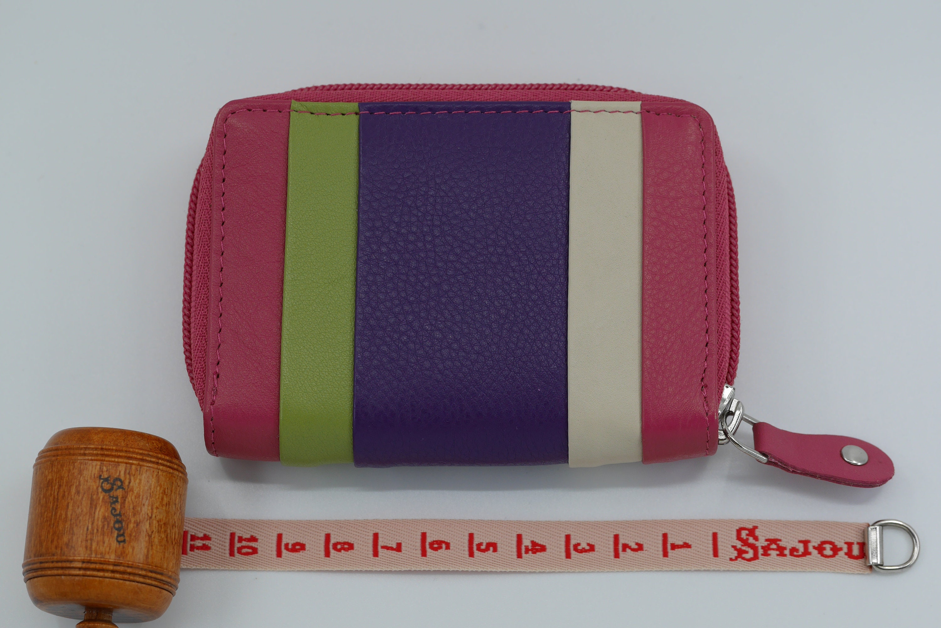 Concertina credit card holder in colourful striped leather. Etsy
