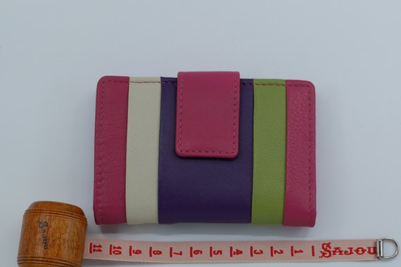Colourful Leather Card Holder Wallet - Purple