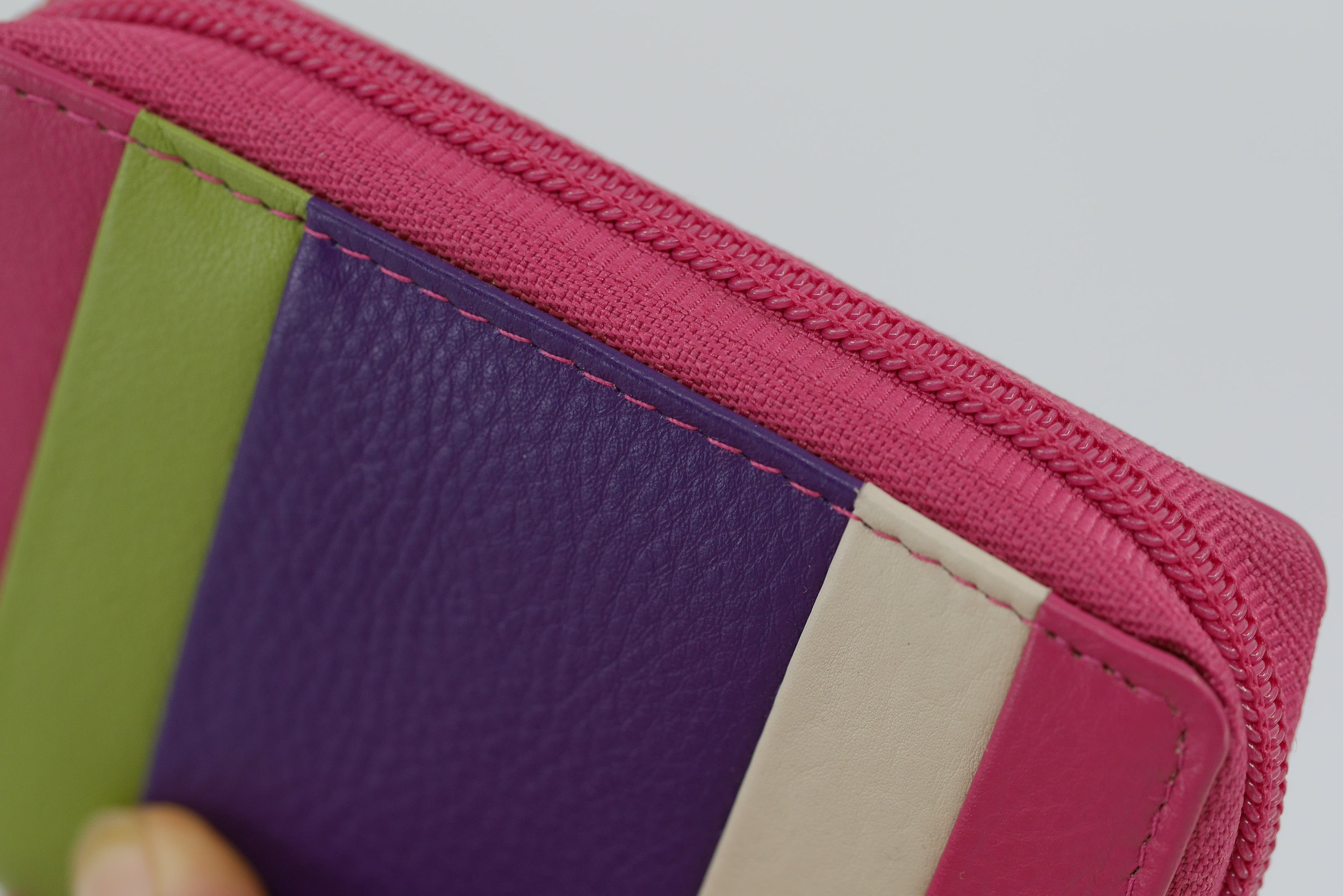 Concertina credit card holder in colourful striped leather. Etsy