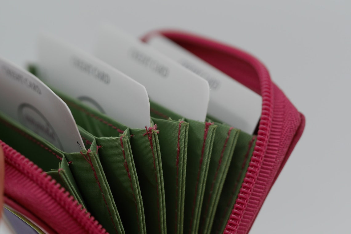 Concertina Credit Card Holder in Colourful Striped Leather. Etsy