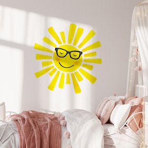 Sun Wall Decal, Kids Sunshine Wall Sticker, Peel and Stick, Nursery Wall Decal