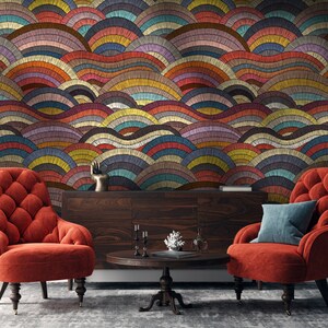 Abstract Geometric Wallpaper Peel and Stick, Temporary Wallpaper, Colorful Wallpaper, Removable Wallpaper, Abstract Art Wallpaper
