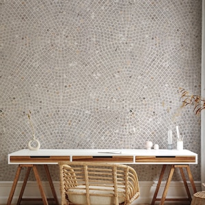 Mosaic Texture Geometric Wallpaper | Peel and Stick | Removable Wallpaper | Cement Antique Mosaic Texture Wall Mural