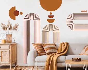Boho Geometric Arch Wall Decals, Mid Century Peel and Stick Wall Art