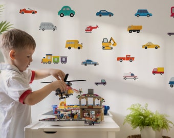 Kwekerij jongens muur sticker auto's muur sticker, voertuig muur sticker, bouw muur stickers