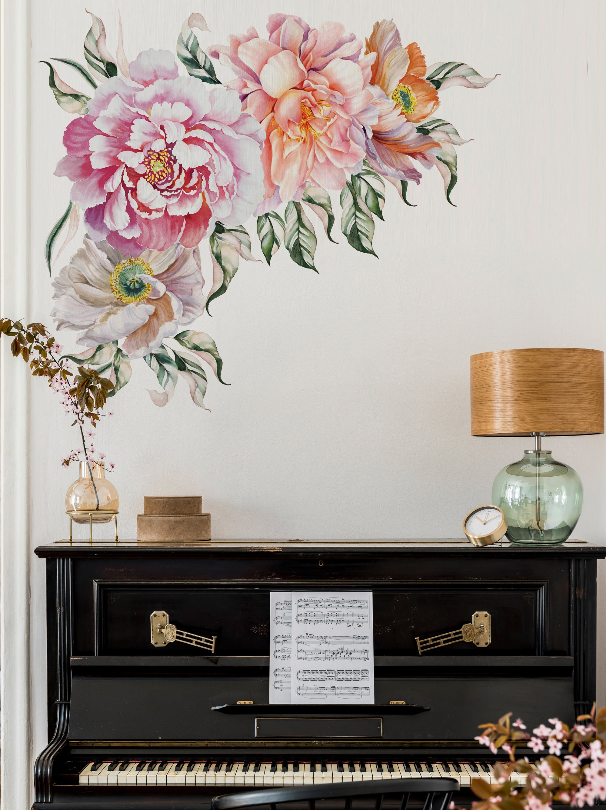 Large Floral Wall Decals, Peel and Stick Flower Wall Decor for Living ...