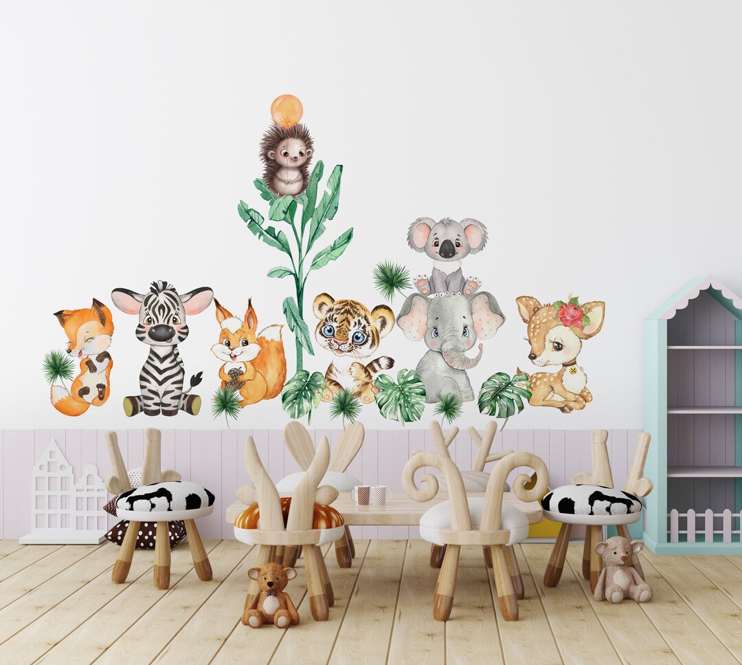 Baby Animal Wall Decals for Nursery, Peel and Stick Kids Room Decor - Etsy