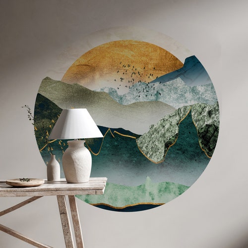 Décalcomanies murales abstraites en forme de cercle de soleil, art mural moderne autocollant