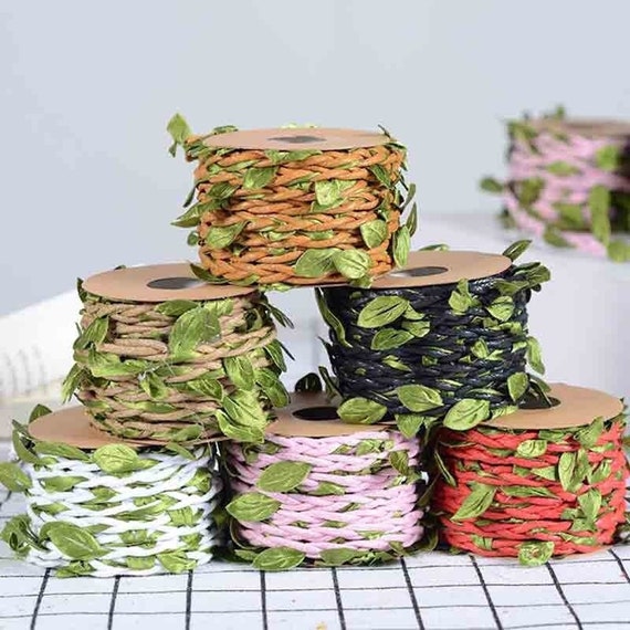 5M DIY Leaf Rope Natural Hessian Jute Twine Rope Burlap Ribbon DIY Craft  for Home Wedding Party Decor Braided Cord With Faux Leaves -  Canada