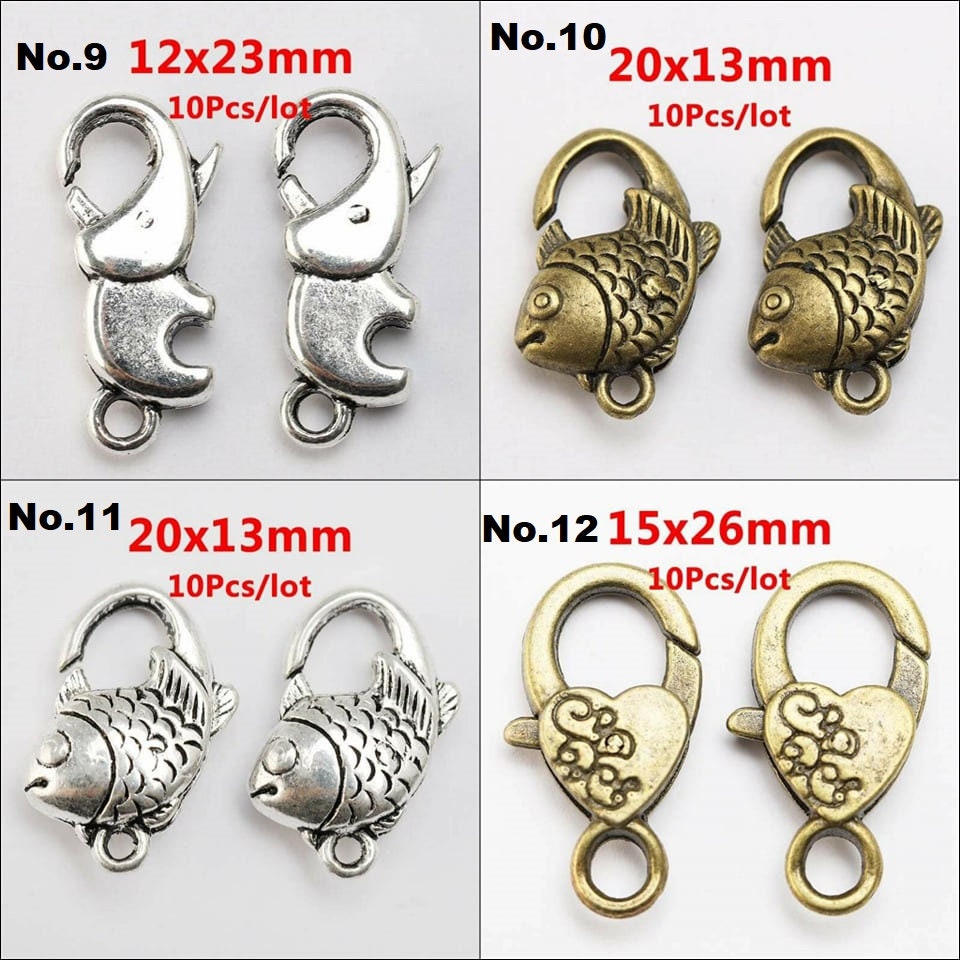 10pcs Clasp Hooks Necklace Antique Silver Flower Lobster Hook DIY Jewelry  Access