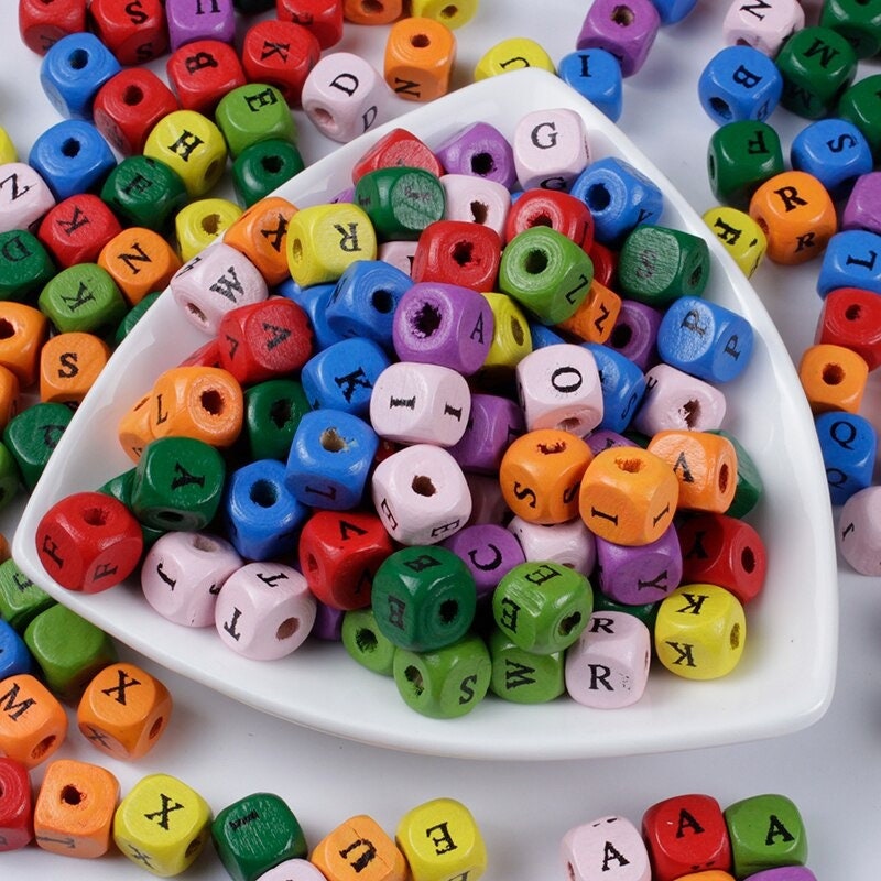 Letter Beads 15 Mm Letter Discs Alphabet Beads A-Z Letters Name Beads ABC  Craft Beads Wooden Alphabet Wooden Letter Beads 