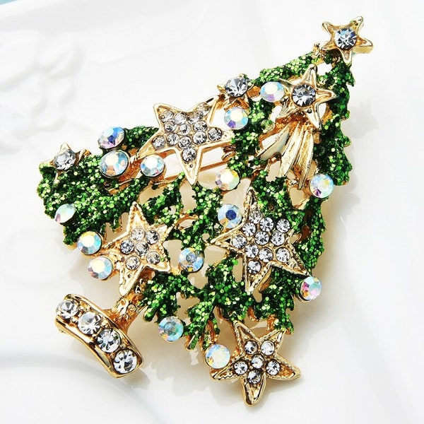 Broches de strass étoile arbre de Noël pendentif décorations de Noël Broche Épingles pour chapeau Épingles pour vêtements Épingles pour sac Cadeaux de Noël