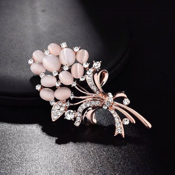 Bouquet Flower Pin Classic Opal Flower Brooches for Women Lady Party Brooch  Pins Wedding Brooch, Gift for Mom, Gift for Her 