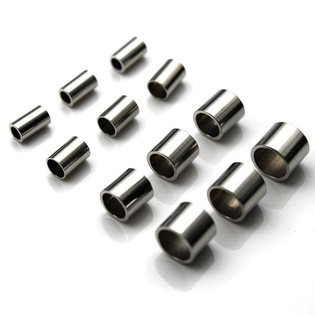 20pcs/lot Stainless Steel Metal Tube Spacer Beads Charms Slider Big