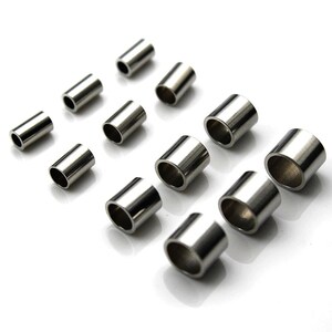 20pcs/lot Stainless Steel Metal Tube Spacer Beads Charms Slider Big Hole Beads for Jewelry Making DIY Leather Bracelet Findings