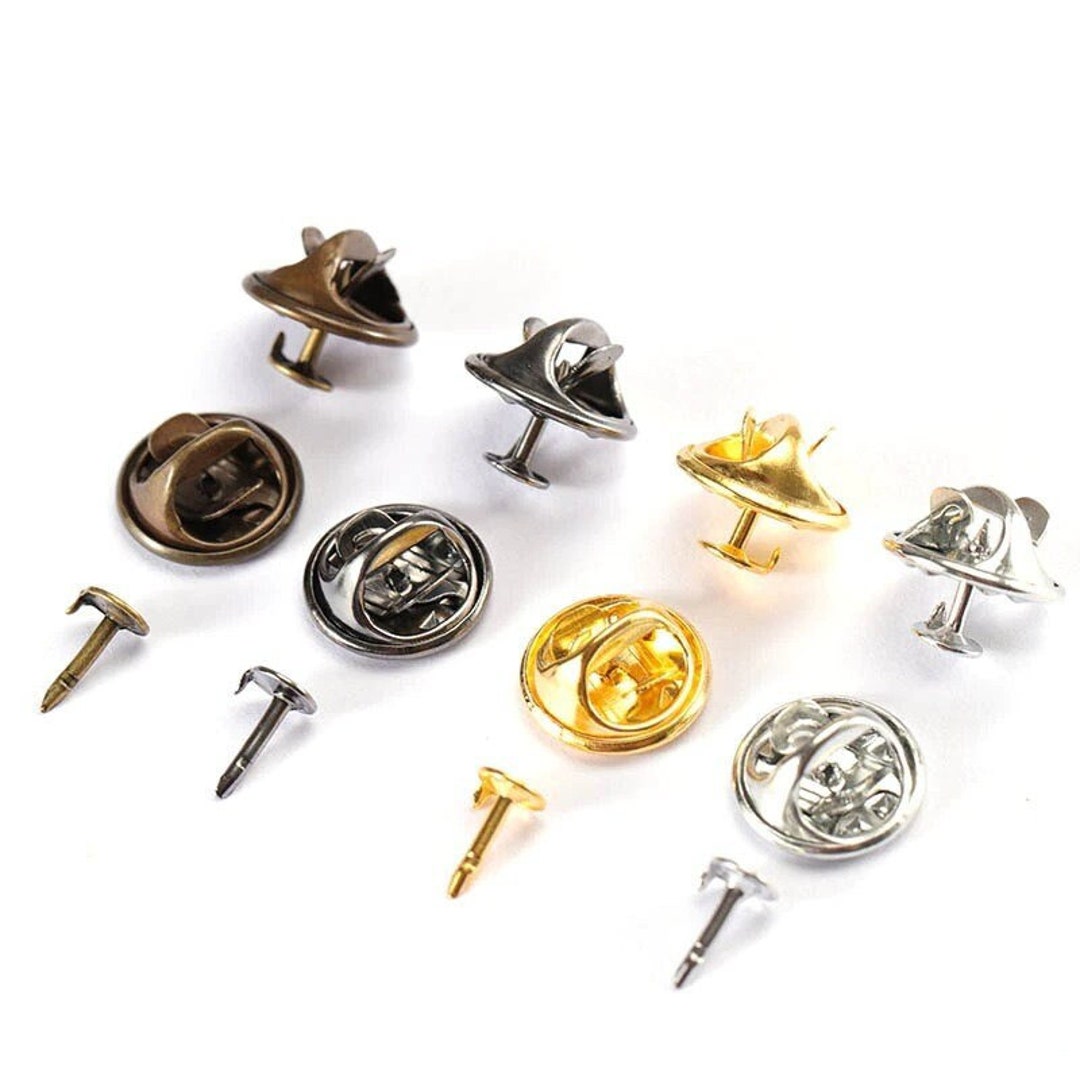 Pin Backs, Lapel Pin Backs, 50PCS Brass Metal Pin Backings for Brooch Tie  Hat Badge Insignia, Gold
