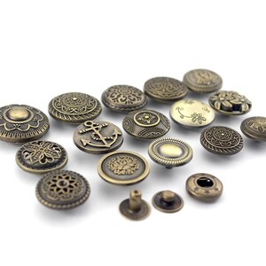 Round Metal Jeans Buttons / Snap Buttons with Rivets and Tool Set and  Plastic Storage Box - 17mm - 20 PCS (MBT17)