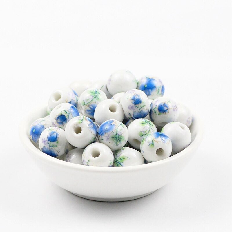 50pcs/lot Ceramic beads 8/10/12mm Decal Ceramic beads Plum and Etsy