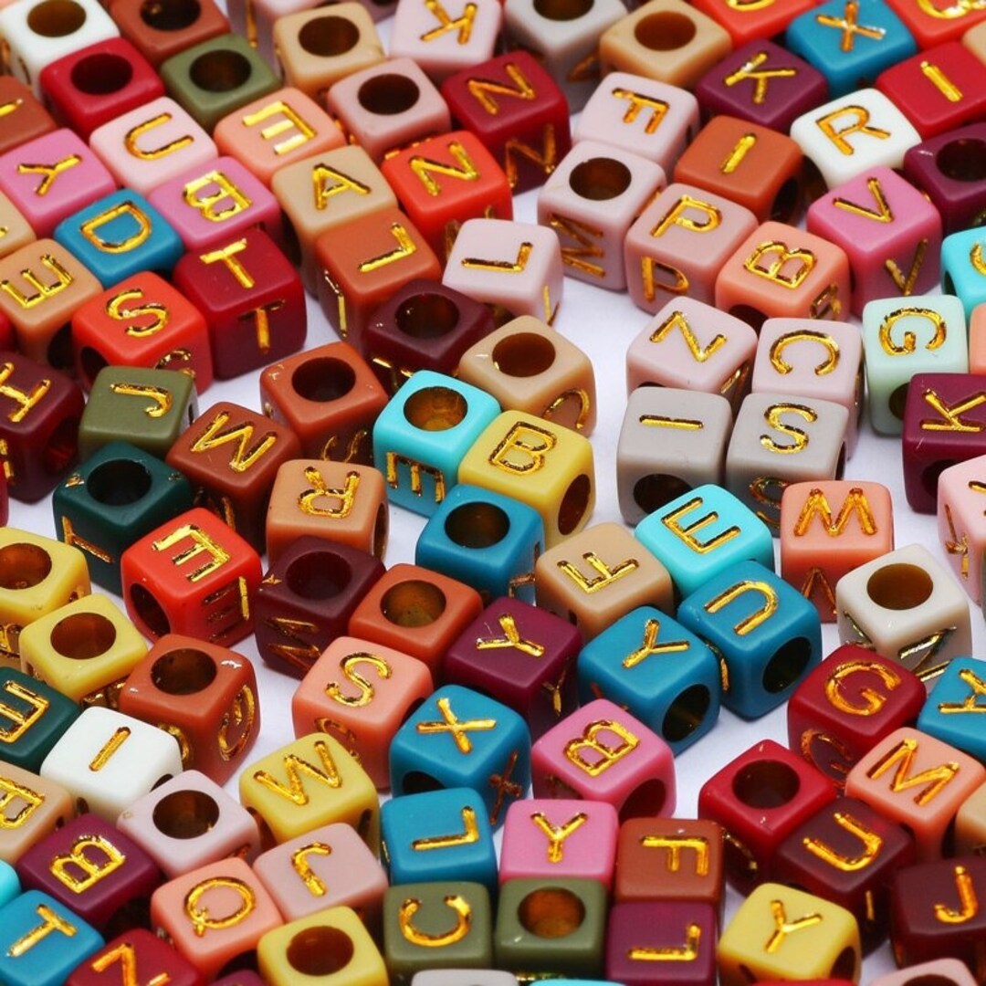 Cheap 50Pcs 6mm Acrylic Loose Beads Square Shape Letter Alphabet