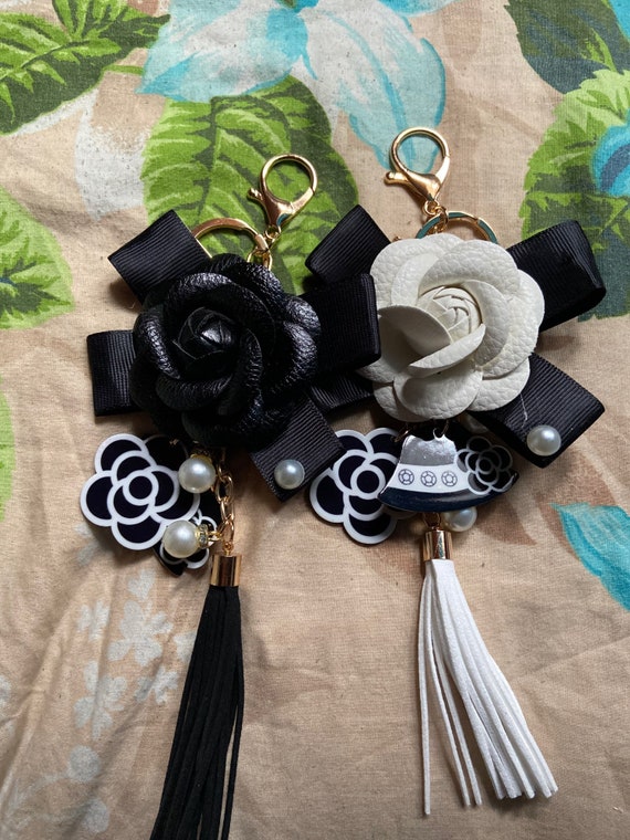 Floral Camellia Luxury Bag Woman Keychain Plush Car - Etsy