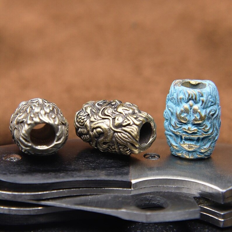 Dragon Head Knife Beads Paracord Lanyard Brass Pendants DIY - Etsy