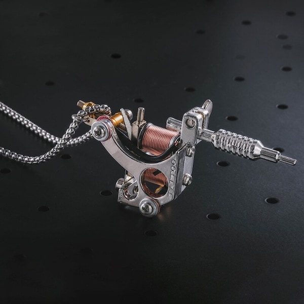 Collier pendentif machine à tatouer hommes Hip-Hop RAP Culture de rue collier argent hommes bijoux cadeau