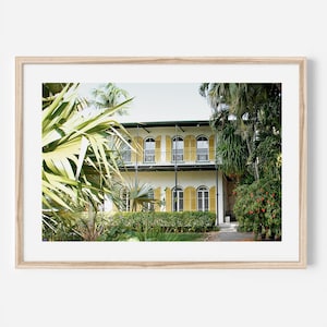 Stampa artistica di Hemingway House, fotografia di Key West, Florida, stampa incorniciata di palme, decorazione da parete con cornice per casa tropicale