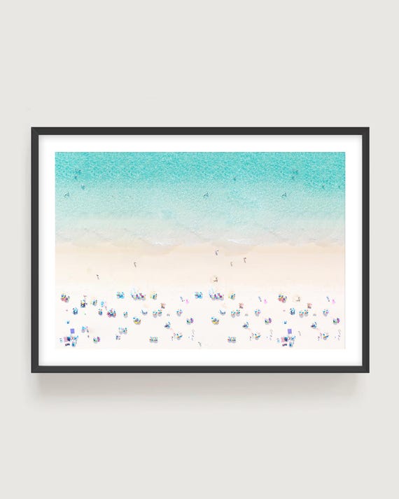 Aerial Beach Print - Framed Coastal Photography, Summer Ocean Wall Art