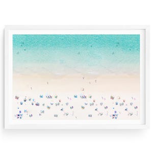 Aerial Beach Fine Art Print, Framed Ocean Summer Wall Art, Coastal Photography Decor Fine Art Print